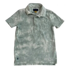 Ralph Lauren Polo Tye Dye Boys Size 6 Collared Shirt Green & White EUC